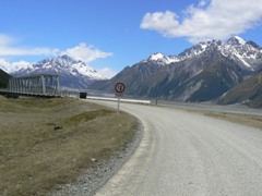Bridge at start of the dusty road to Tasman Glacier Bridge at start of the dusty road to Tasman Glacier